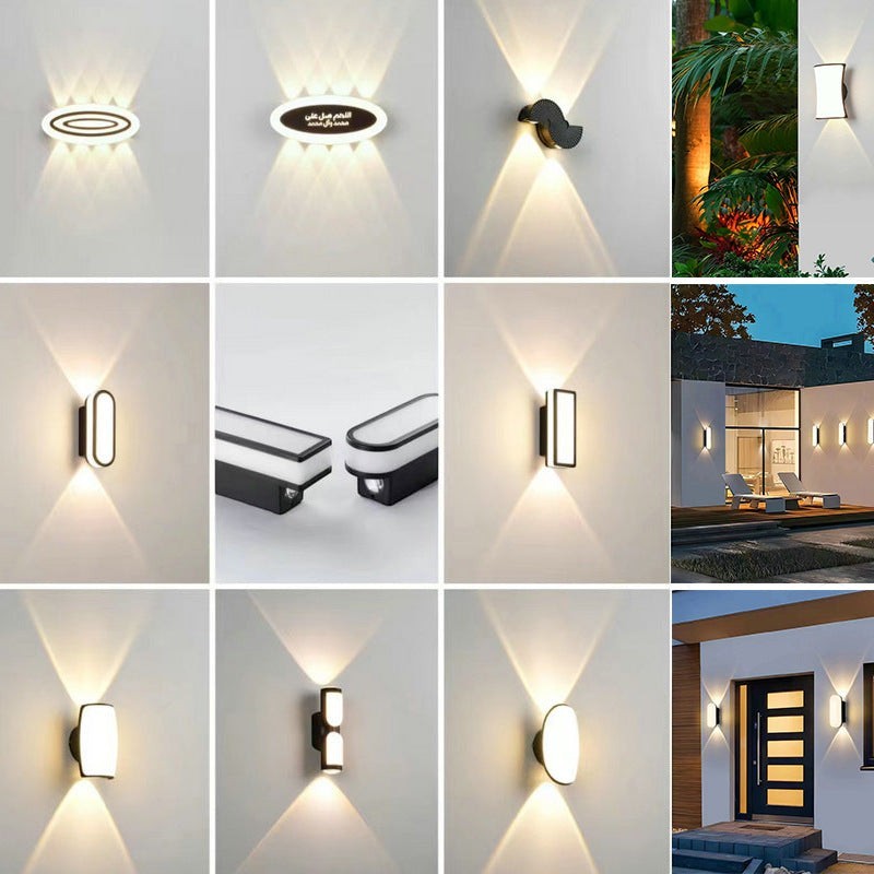 Applique murale extérieure LED étanche Lumeoo, design moderne noir et blanc pour jardin, terrasse et façade.