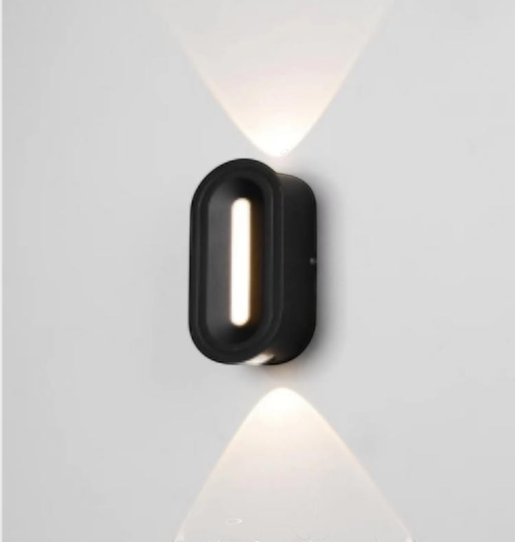 Applique murale extérieure LED Lumeoo noire au design ovale moderne pour jardin et terrasse