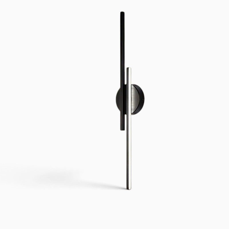 Applique murale double linéaire LED Lumeoo au design moderne et épuré avec finition noire et argentée
