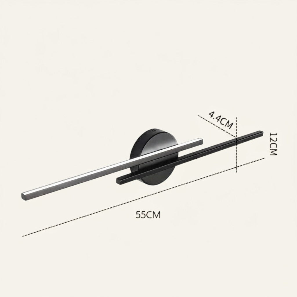 Applique murale Lumeoo LINEWA double linéaire LED noire et argentée au design moderne dimmable pour salon