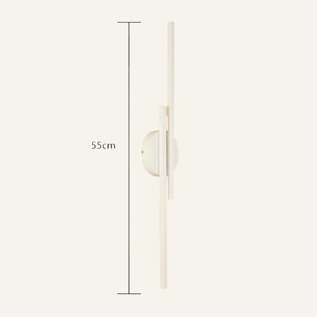 Applique murale Lumeoo LINEWA double linéaire LED blanche, design moderne dimmable de 55 cm pour salon.