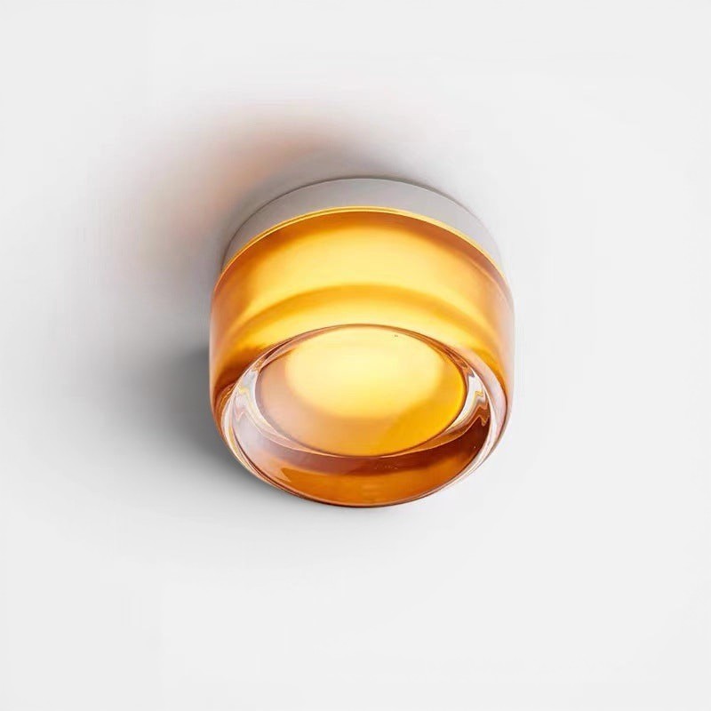 Applique murale LED ronde Lumeoo avec diffuseur en verre ambré pour une lumière douce et chaleureuse