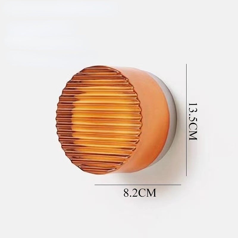 Applique murale LED ronde Lumeoo en verre strié ambré pour un éclairage chaleureux et décoratif