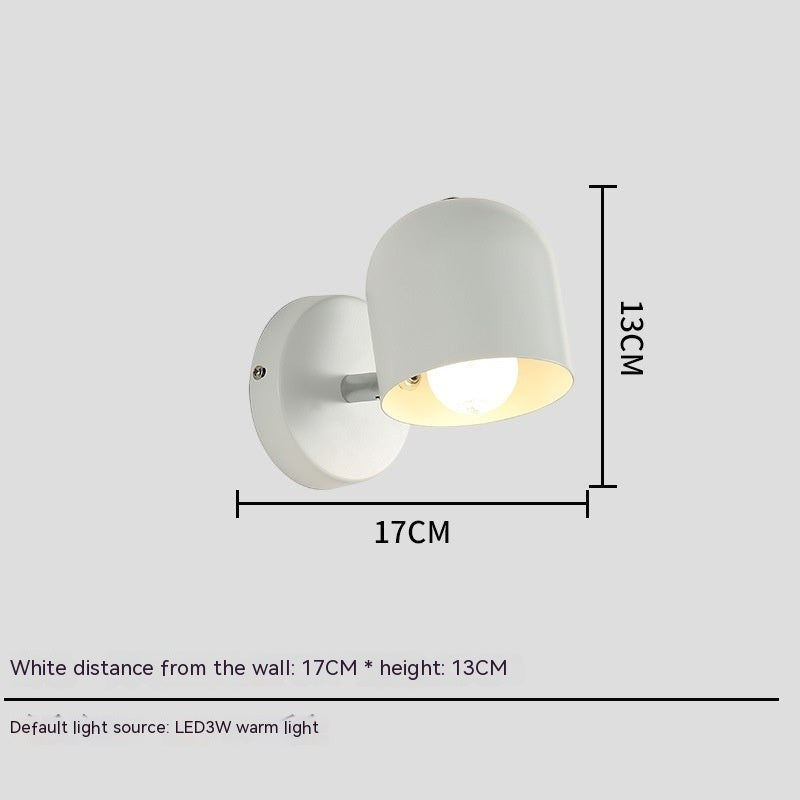 Applique murale Lumeoo Macaron au design scandinave minimaliste blanc avec éclairage LED chaud et dimensions indiquées