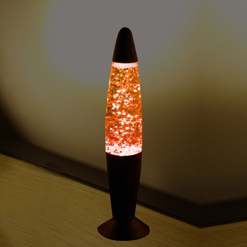 Lampe à lave Lumeoo orange à paillettes avec base et capuchon en aluminium, idéale pour une ambiance relaxante.