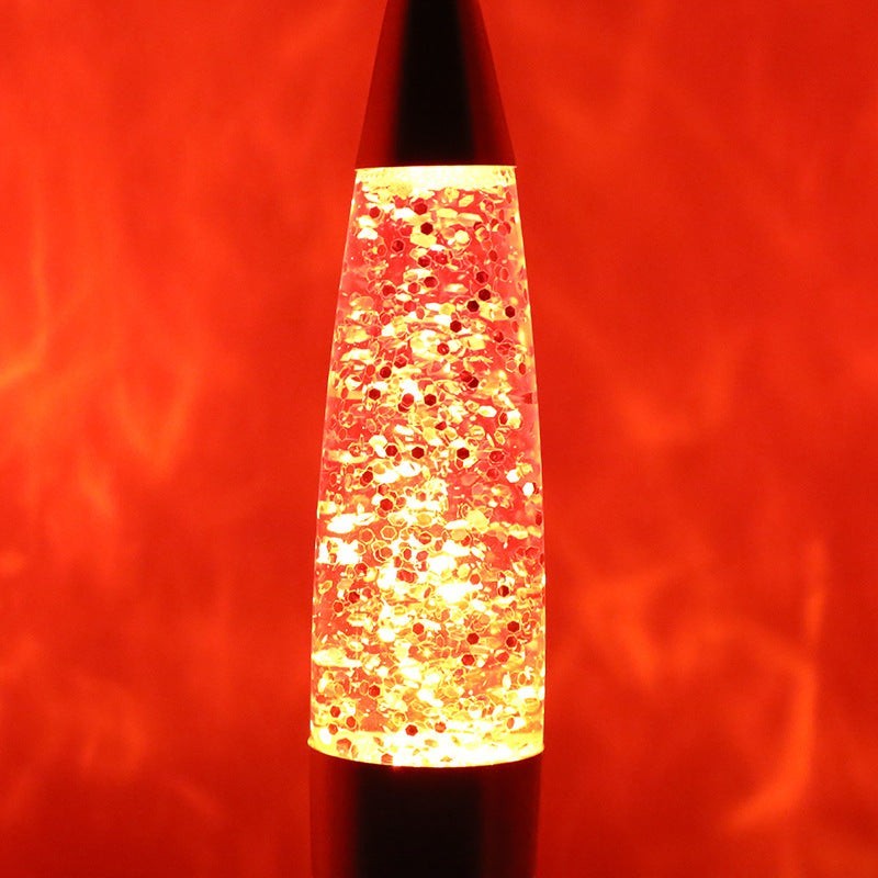 Lampe à lave Lumeoo rouge avec paillettes scintillantes, base et capuchon en aluminium, éclairage d'ambiance relaxant.
