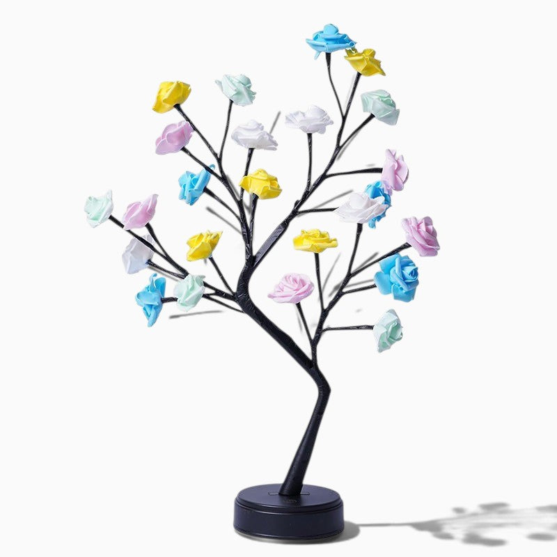 Lampe arbre décorative Lumeoo avec fleurs multicolores LED pour une ambiance romantique dans une chambre