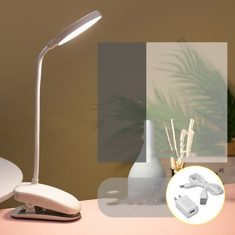 Lampe de bureau LED Lumeoo blanche à clipser avec contrôle tactile, rechargeable par USB, idéale pour la lecture
