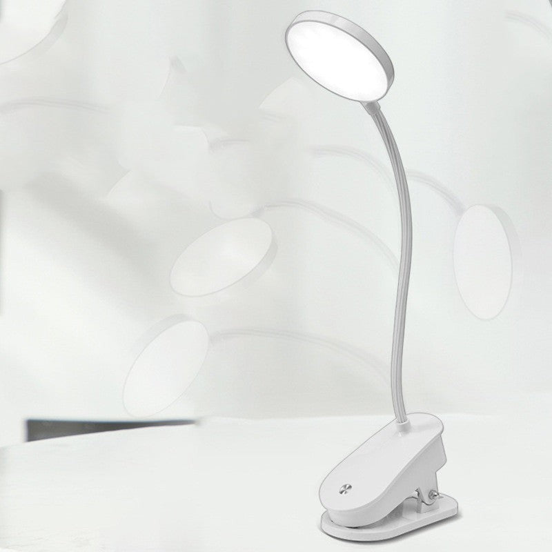 Lampe de bureau LED à pince Lumeoo blanche avec bras flexible et tête ronde pour un éclairage de travail précis