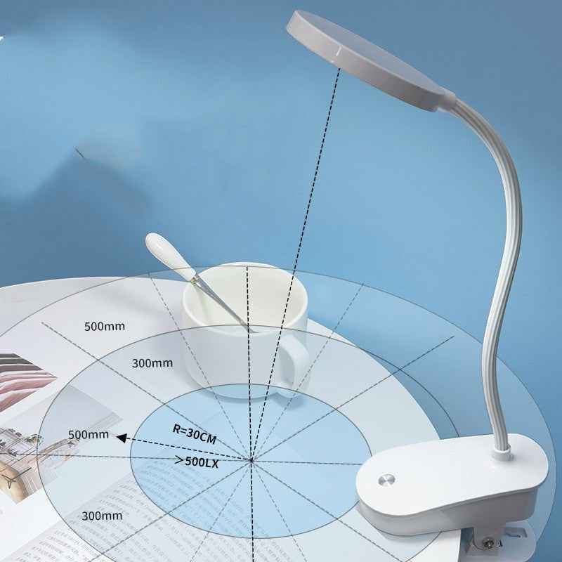 Lampe de bureau LED à pince Lumeoo blanche avec bras flexible et éclairage précis pour le travail ou la lecture
