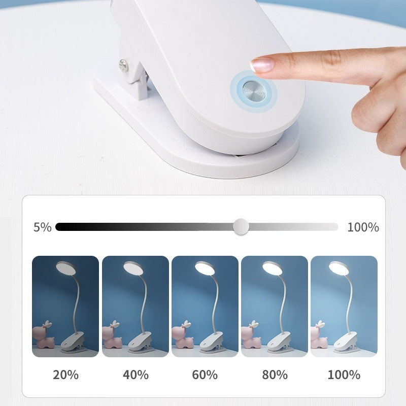 Lampe de bureau LED à pince Lumeoo blanche avec variateur d'intensité tactile pour un éclairage ajustable