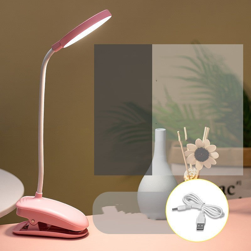 Lampe de bureau Lumeoo rose à clipser, LED tactile rechargeable par USB avec col de cygne flexible pour lecture