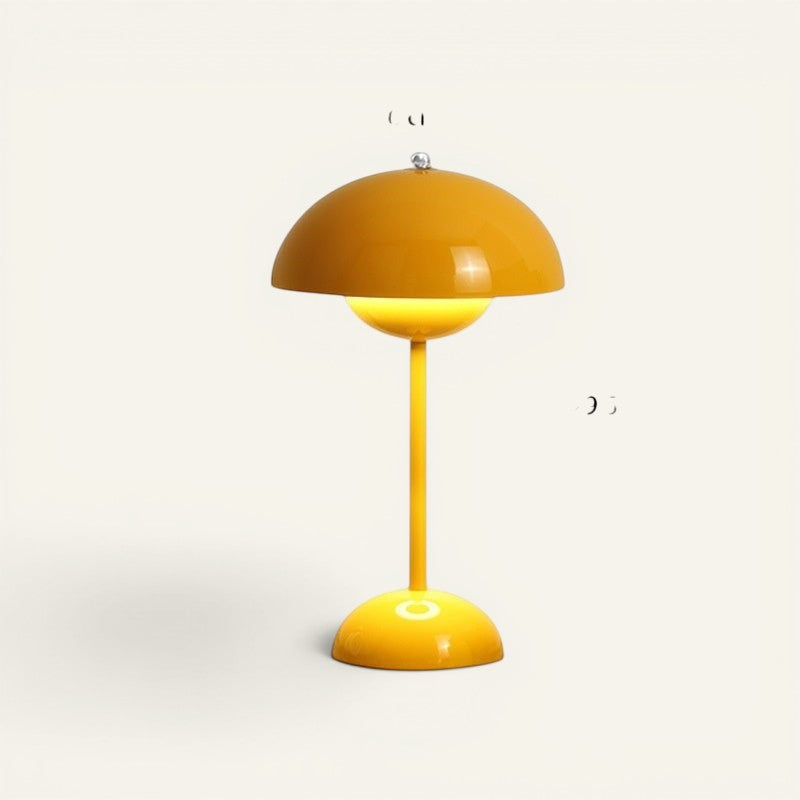 Lampe champignon Lumeoo jaune rechargeable sans fil avec design tactile moderne et finition brillante