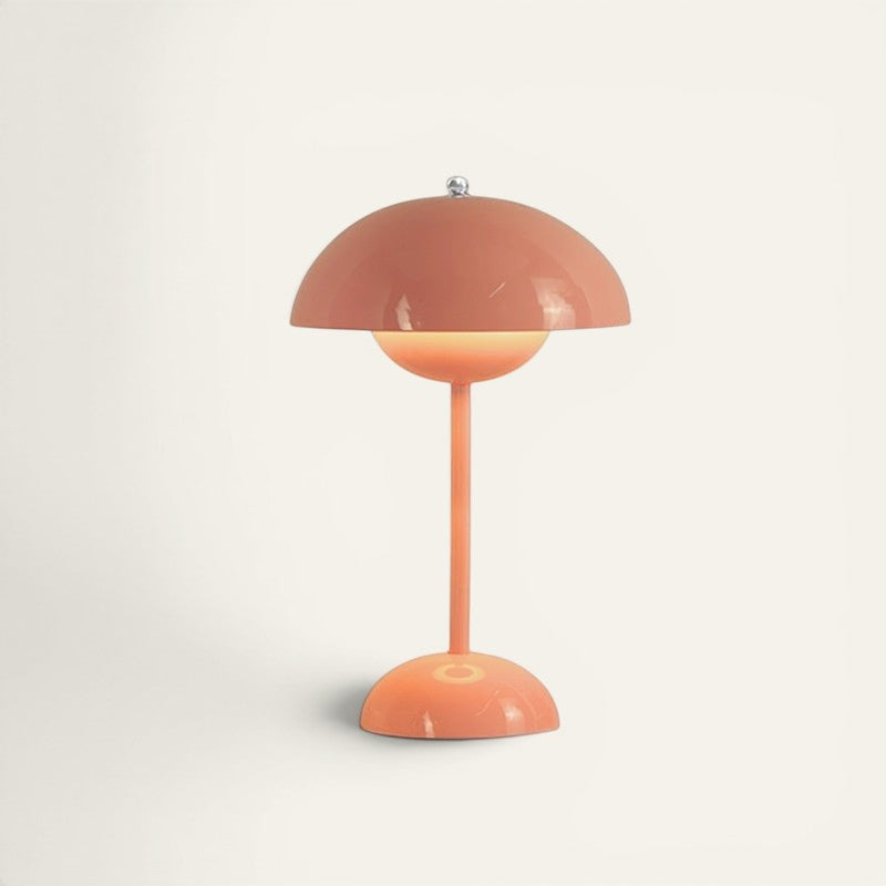 Lampe champignon Lumeoo rechargeable sans fil rose corail avec contrôle tactile pour une ambiance douce et moderne