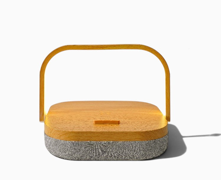 Lampe de chevet Lumeoo 3 en 1 en bois avec enceinte Bluetooth intégrée et chargeur à induction sans fil