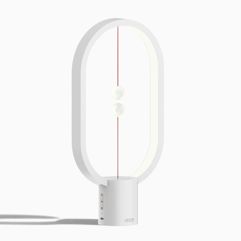 Lampe de chevet design Lumeoo blanche avec interrupteur magnétique à billes flottantes et éclairage LED doux