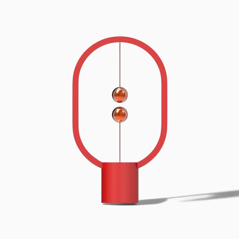 Lampe de chevet design Lumeoo rouge avec interrupteur magnétique à billes flottantes et éclairage LED