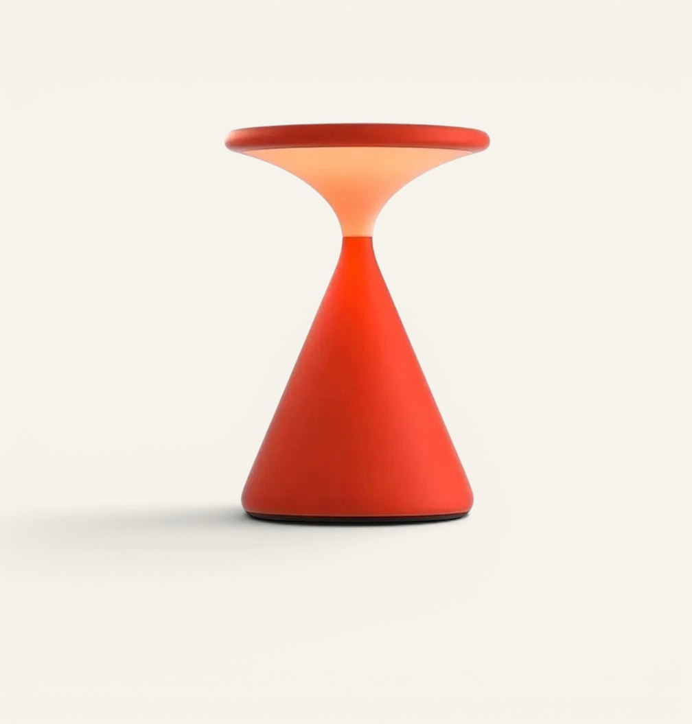 Lampe de chevet minimaliste Lumeoo orange en métal et polycarbonate avec éclairage LED diffus