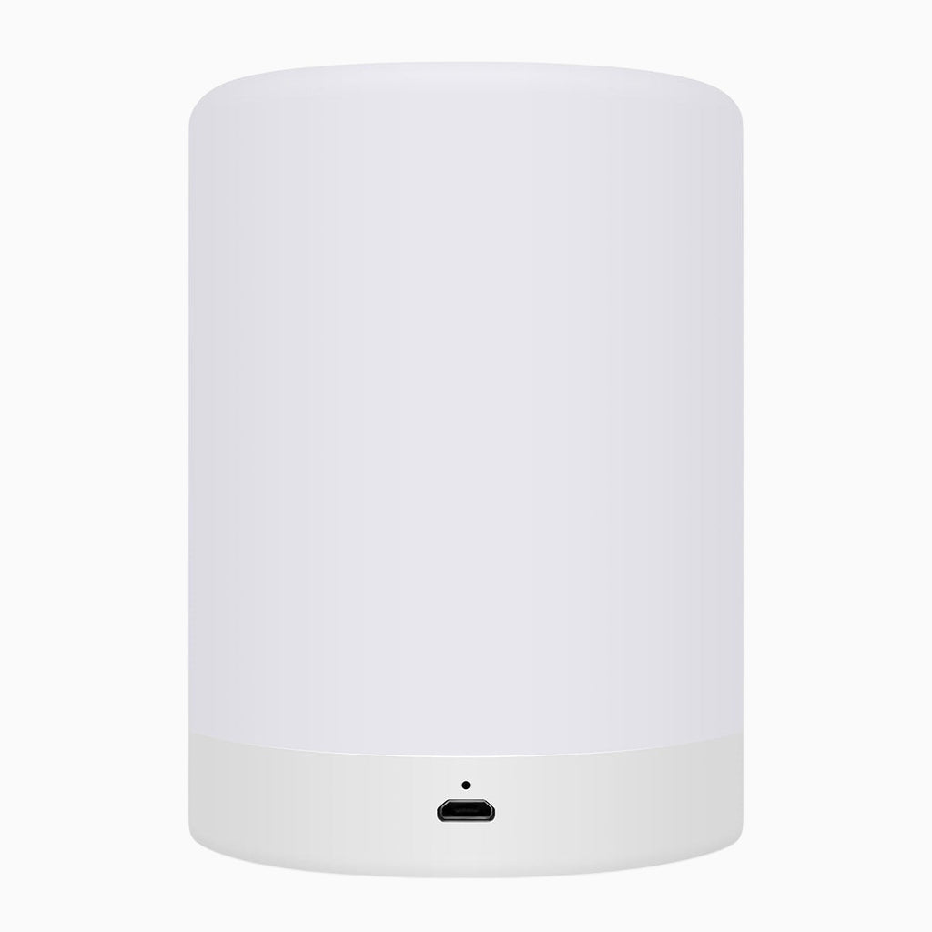 Lampe de chevet Lumeoo RGB rechargeable au design cylindrique blanc épuré pour une ambiance lumineuse douce