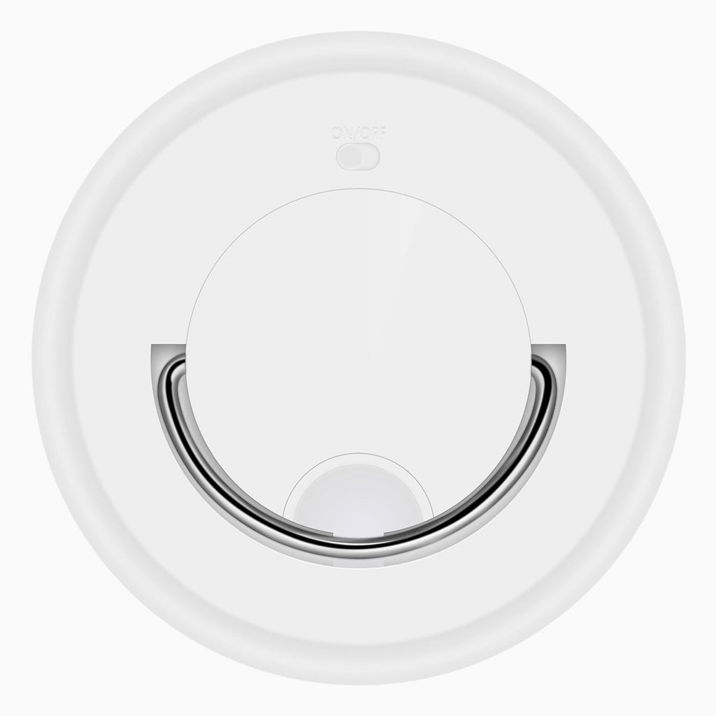 Lampe de chevet RGB Lumeoo rechargeable au design blanc minimaliste avec poignée métallique argentée