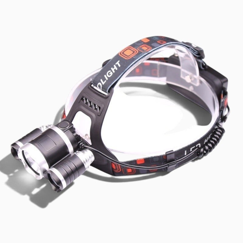 Lampe frontale Lumeoo 5 LED en aluminium avec zoom et bandeau réglable pour randonnée et pêche