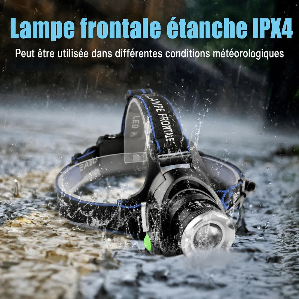 DUOLUX™ - Lampe Frontale LED Rechargeable 3 Modes 2 Batteries Li-ion Incluses
