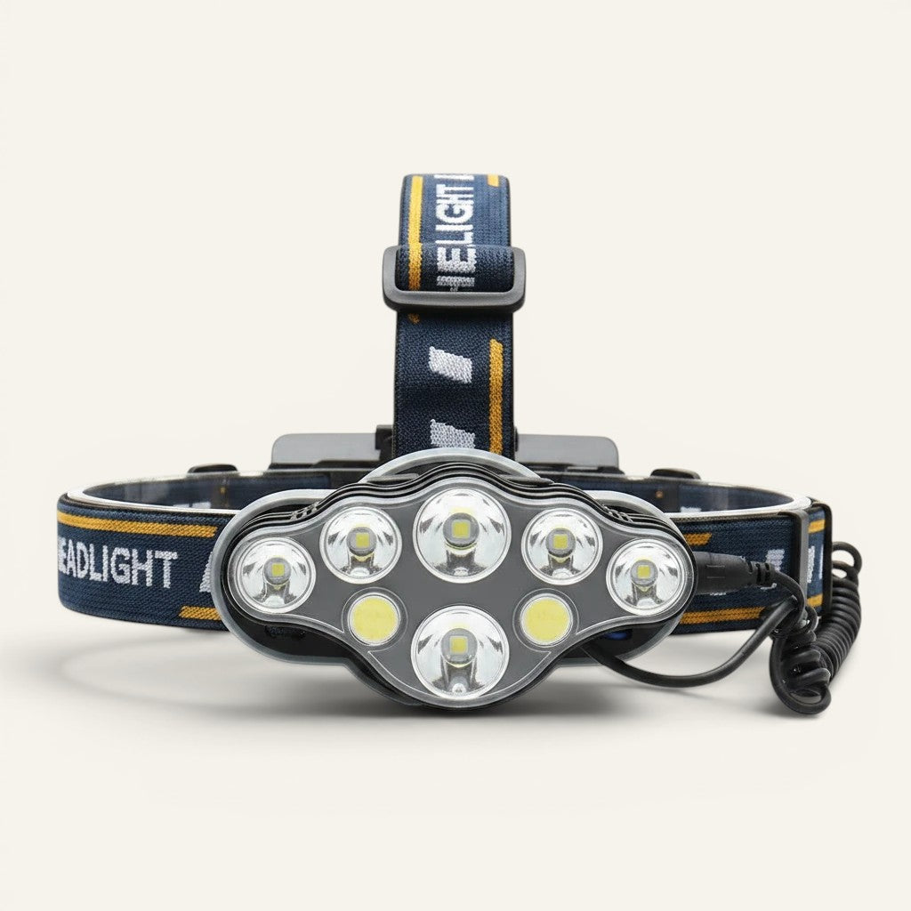 Lampe frontale LED Lumeoo puissante et rechargeable, étanche avec 5 modes d'éclairage pour la pêche et l'outdoor.