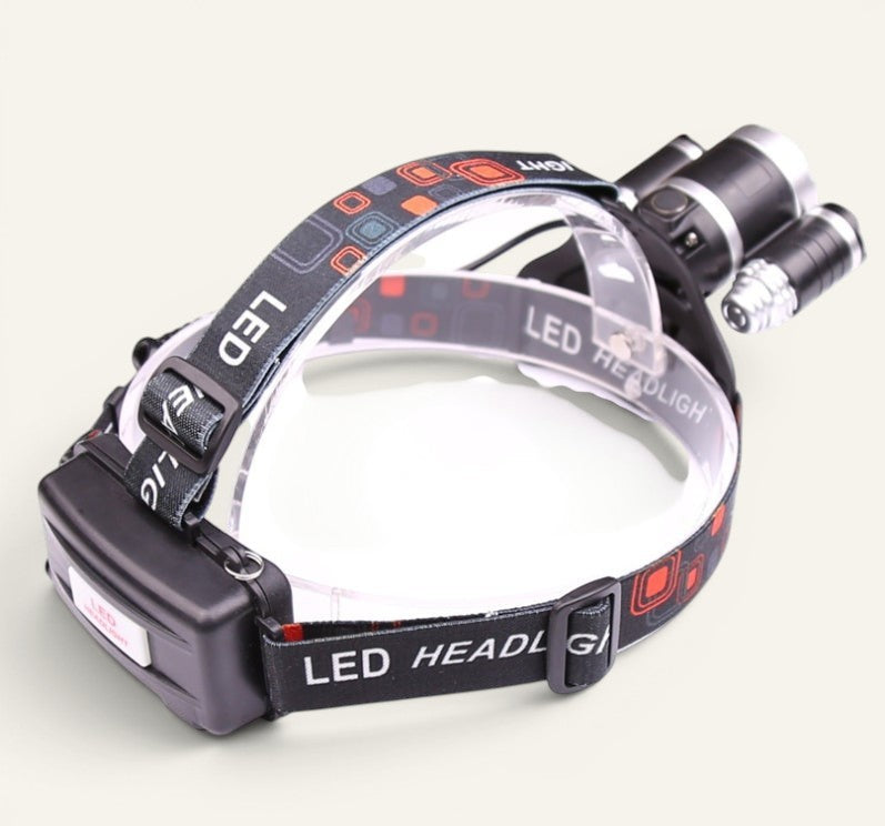 Lampe frontale Lumeoo 5 LED en aluminium, zoomable avec capteur, idéale pour la randonnée et la pêche nocturne.