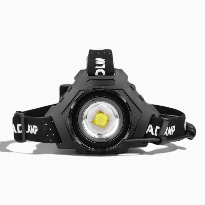 Lampe frontale Lumeoo XHP70 noire rechargeable par USB avec zoom ajustable pour le camping et la randonnée