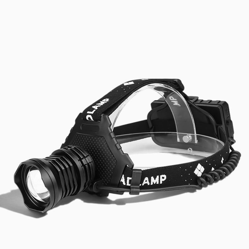Lampe frontale Lumeoo XHP70 noire rechargeable par USB avec zoom ajustable pour le camping et la randonnée