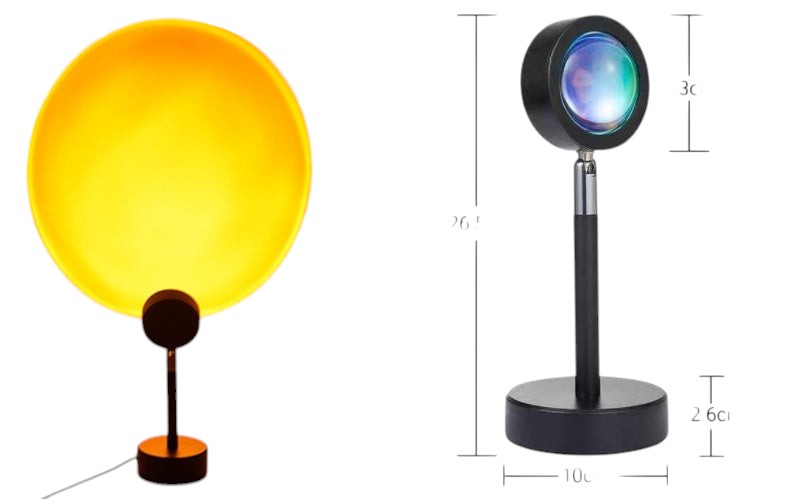 Lampe Lumeoo SUNOVA projetant un halo lumineux jaune coucher de soleil pour une ambiance apaisante et décorative