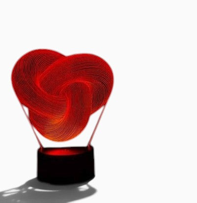Lampe LED 3D Lumeoo en acrylique torsadé rouge avec base tactile pour une ambiance décorative moderne dans la chambre