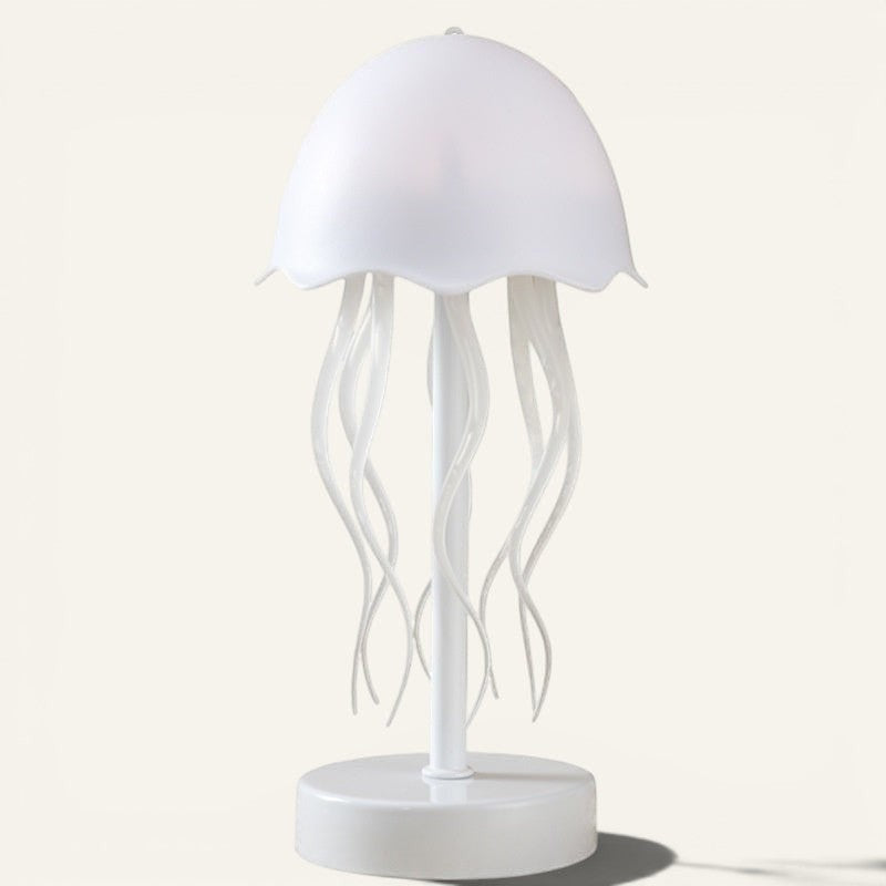 Lampe méduse Lumeoo blanche à commande vocale avec design moderne et éclairage LED multicolore pour ambiance relaxante