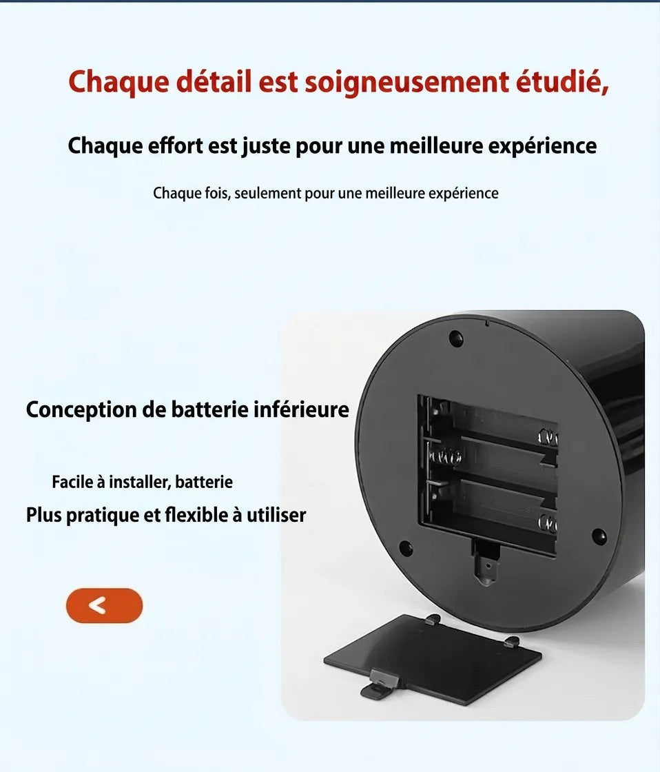 Compartiment à piles sous la base noire de la lampe méduse Lumeoo pour une installation facile et sans fil