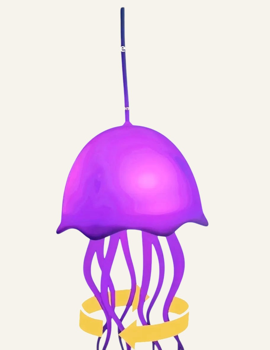 Lampe méduse Lumeoo rotative violette avec 9 tentacules mobiles pour une ambiance lumineuse apaisante et décorative