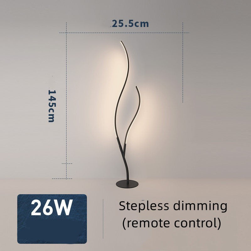 Lampe sur pied Lumeoo design branche artistique LED noire avec variateur d'intensité et télécommande