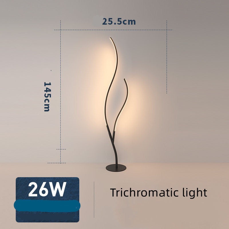 Lampe sur pied Lumeoo au design de branche artistique noire avec éclairage LED trichromatique pour salon