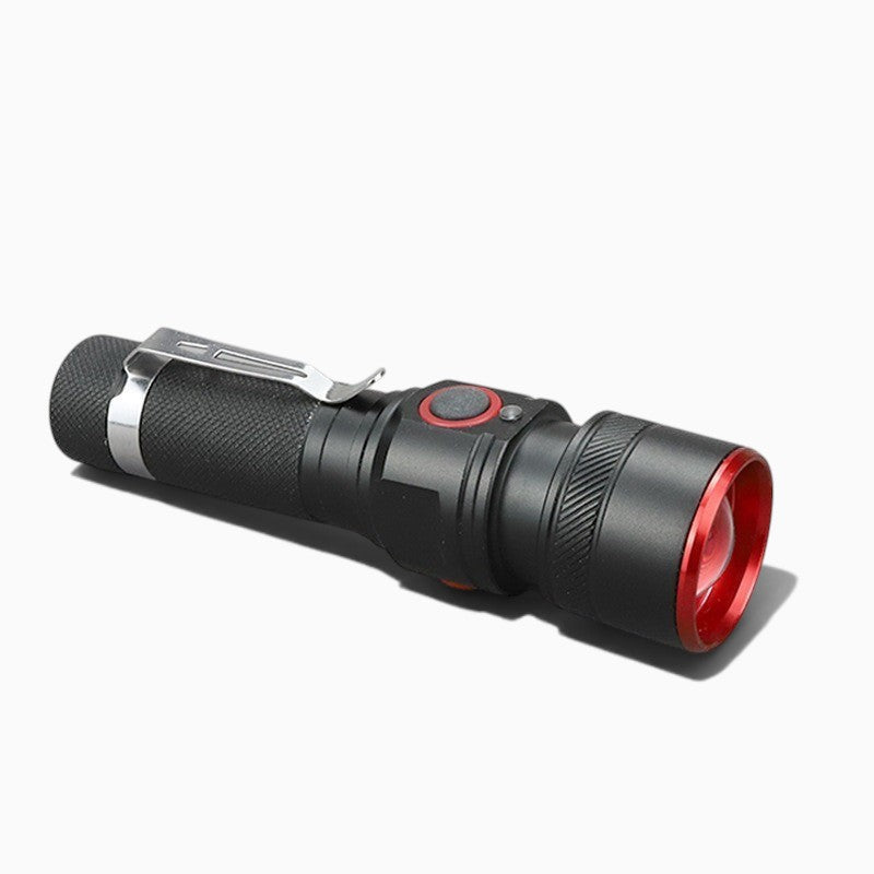 Lampe de poche LED Lumeoo LUMIPOK noire compacte et rechargeable avec clip de fixation en métal