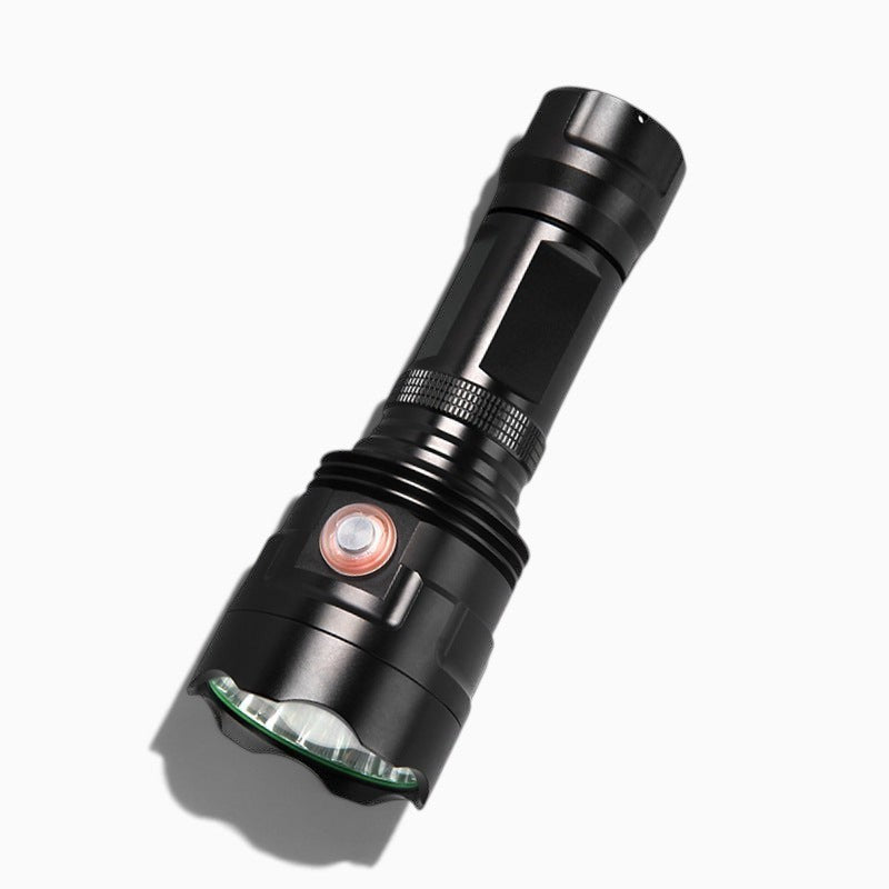 Lampe de poche tactique Lumeoo XHP90 noire rechargeable avec bouton de commande et design robuste