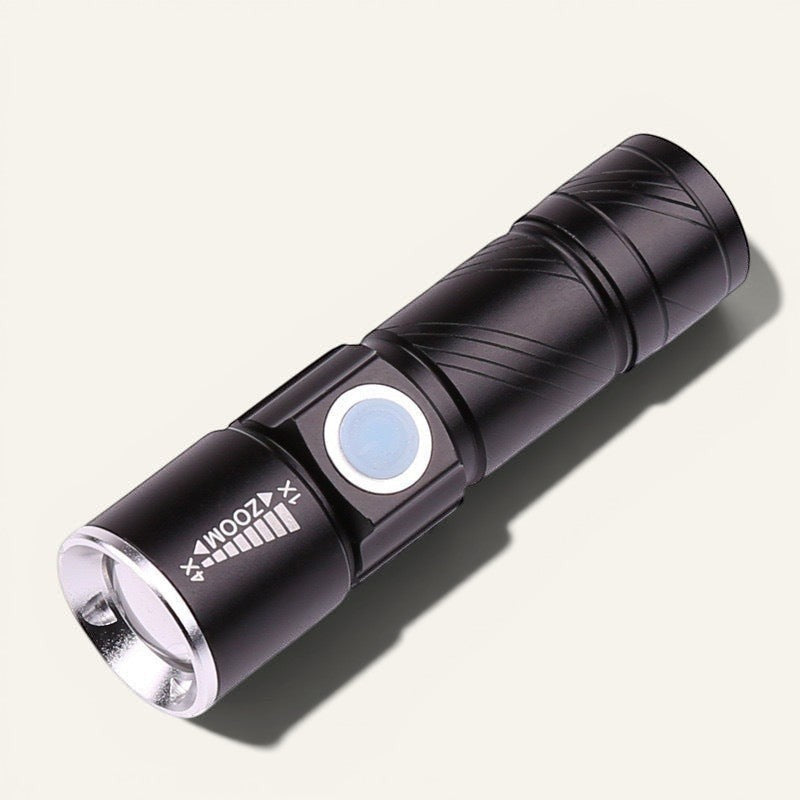 Lampe de poche UV Lumeoo noire compacte avec fonction zoom pour la détection de faux billets et marquages fluorescents