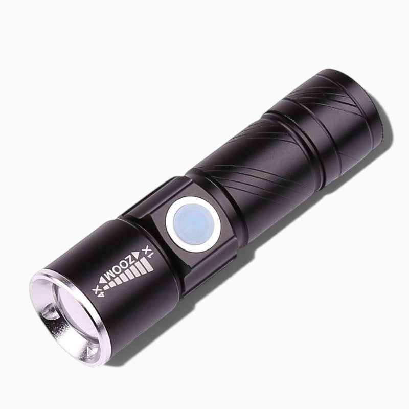 Lampe de poche UV Lumeoo noire compacte avec fonction zoom pour la détection de faux billets et marquages fluorescents