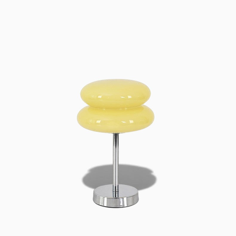 Lampe à poser Lumeoo VERRUX en verre jaune avec pied en fer chromé, style nordique LED dimmable