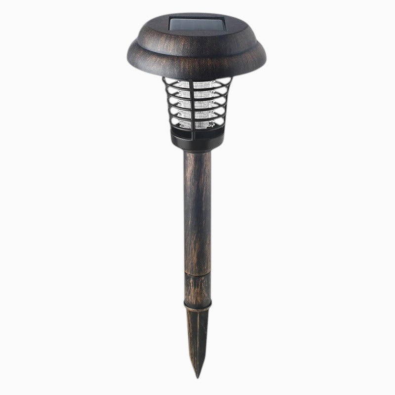 Lampe solaire anti-moustique Lumeoo avec piquet, finition bronze vieilli, équipée d'une grille UV pour jardin