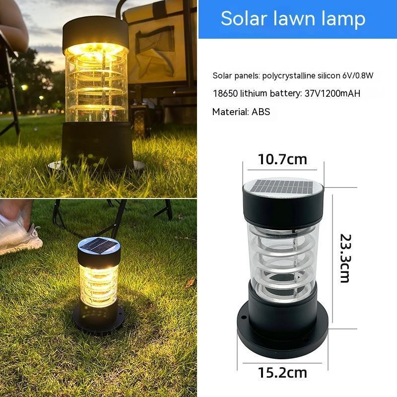 Lampe solaire extérieur à poser Lumeoo cylindrique noire avec éclairage LED chaleureux pour jardin et terrasse