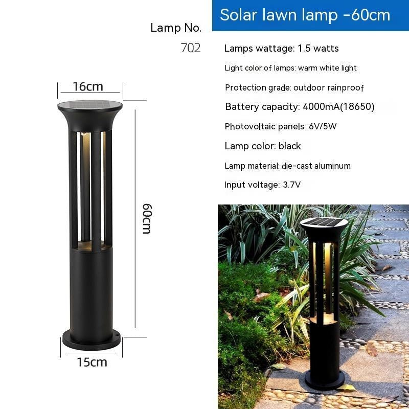 Lampe solaire extérieur Lumeoo FLORALUX noire en aluminium moulé sous pression, 60cm, éclairage LED blanc chaud.