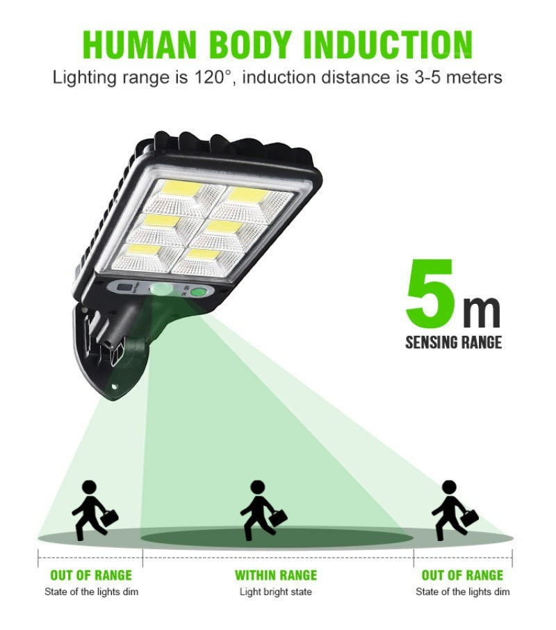 Lampe solaire murale Lumeoo GUARDEX avec LED COB, détecteur de mouvement 120 degrés et portée de 5 mètres