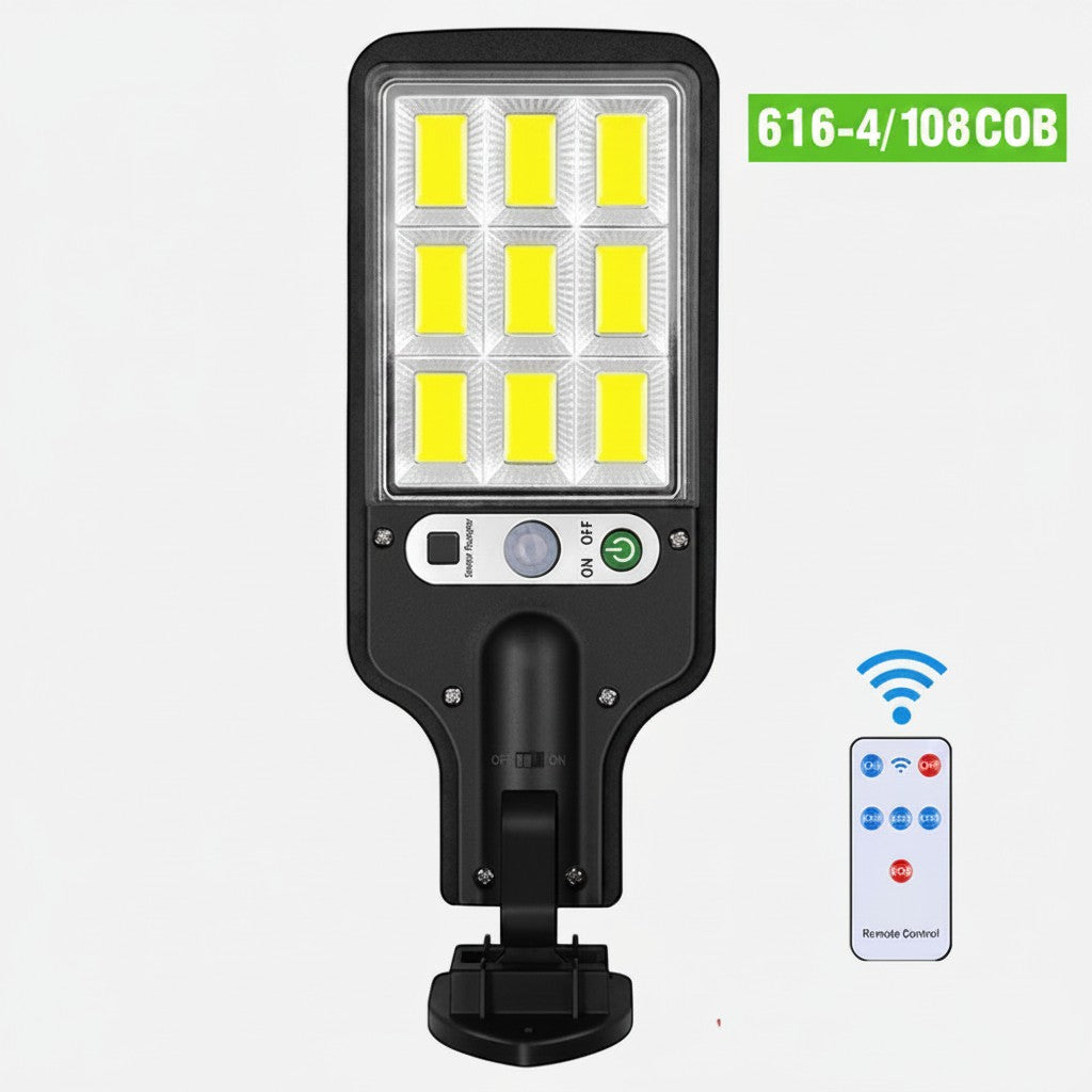Lampe solaire murale Lumeoo avec LED COB, détecteur de mouvement et télécommande pour éclairage extérieur