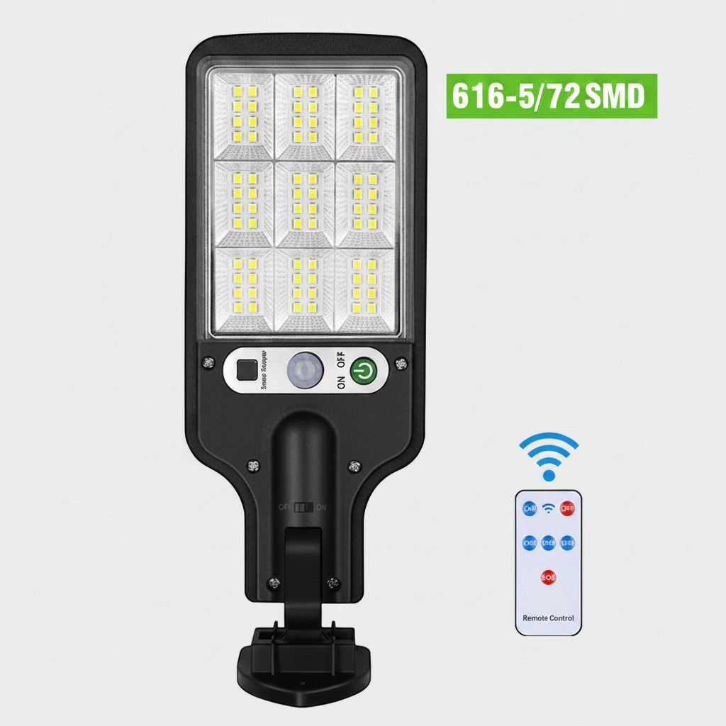 Lampe solaire murale Lumeoo avec LED COB, détecteur de mouvement et télécommande pour éclairage extérieur noir