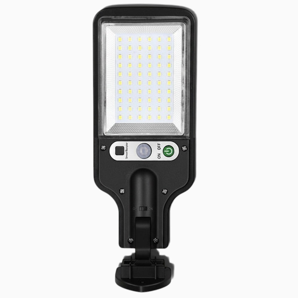 Lampe solaire murale Lumeoo noire avec LED COB, détecteur de mouvement et bouton de contrôle