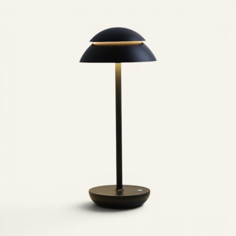 Lampe de table Lumeoo SKANDOR noire au design nordique minimaliste, lampe LED rechargeable sans fil pour salon